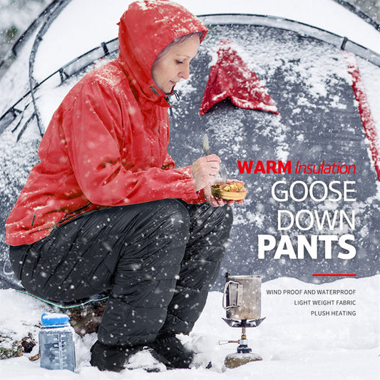 White Goose Down Insulated Pants - Lightweight Winter Base Layer