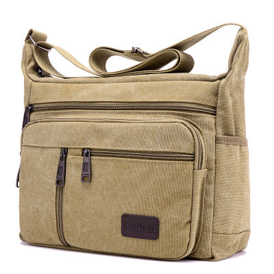 Canvas Crossbody Shoulder Bag - Horizontal Travel Bag for Men