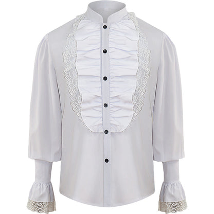 Men's Pirate Shirt - Renaissance Pleated Puff Sleeve Costume Top