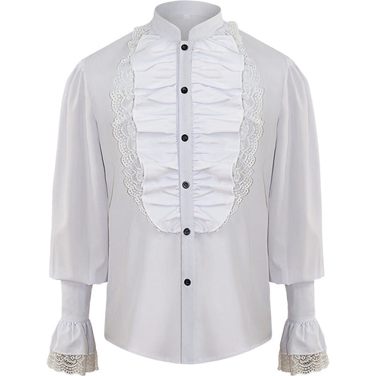 Men's Pirate Shirt - Renaissance Pleated Puff Sleeve Costume Top