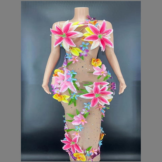 Beach vibes Women's Rhinestone Floral Dress