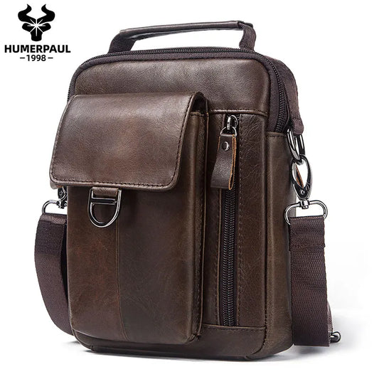 Men's Genuine Leather Messenger Bag - Business Crossbody Shoulder Bag