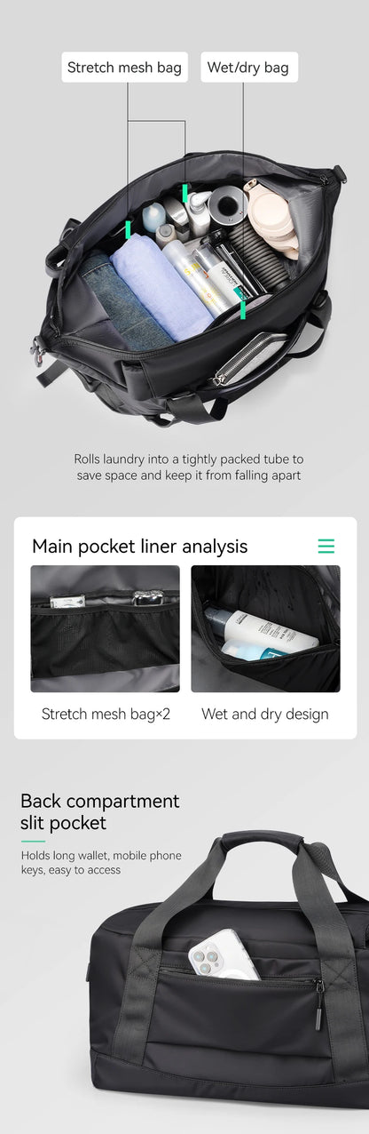 30L Waterproof Travel Duffel Bag 3-in-1