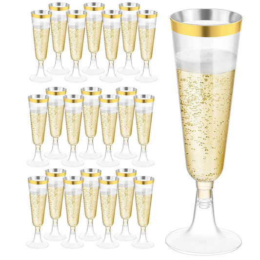 5Pcs 5OZ Champagne Cup Disposable Plastic Flutes Cups