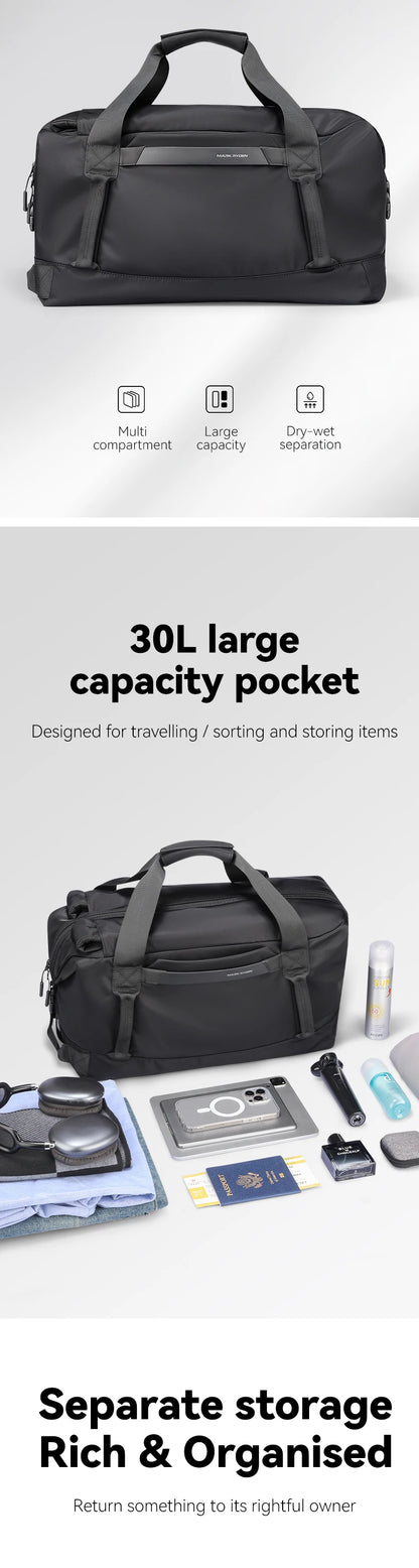 30L Waterproof Travel Duffel Bag 3-in-1