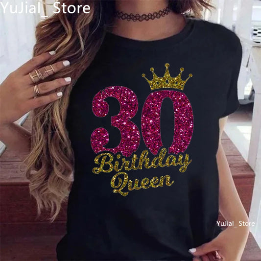 30th Birthday Queen T-Shirt – Women's Crown Print Tee