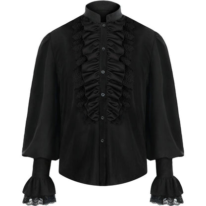 Men's Pirate Shirt - Renaissance Pleated Puff Sleeve Costume Top